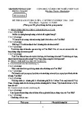 Đề thi giao lưu học sinh giỏi môn Địa lý Lớp 6 - Năm học 2014-2015 - Phòng GD & ĐT huyện Mai Sơn